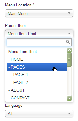 menu select item root